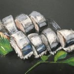 さんま寿司のパステル画